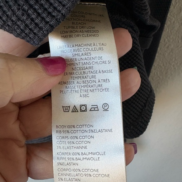 Free People We the Free Lapis Cuff Waffle Knit Top in Black-XL - Picture 9 of 10